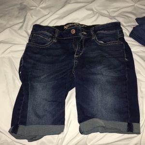 Mid length jean shorts
